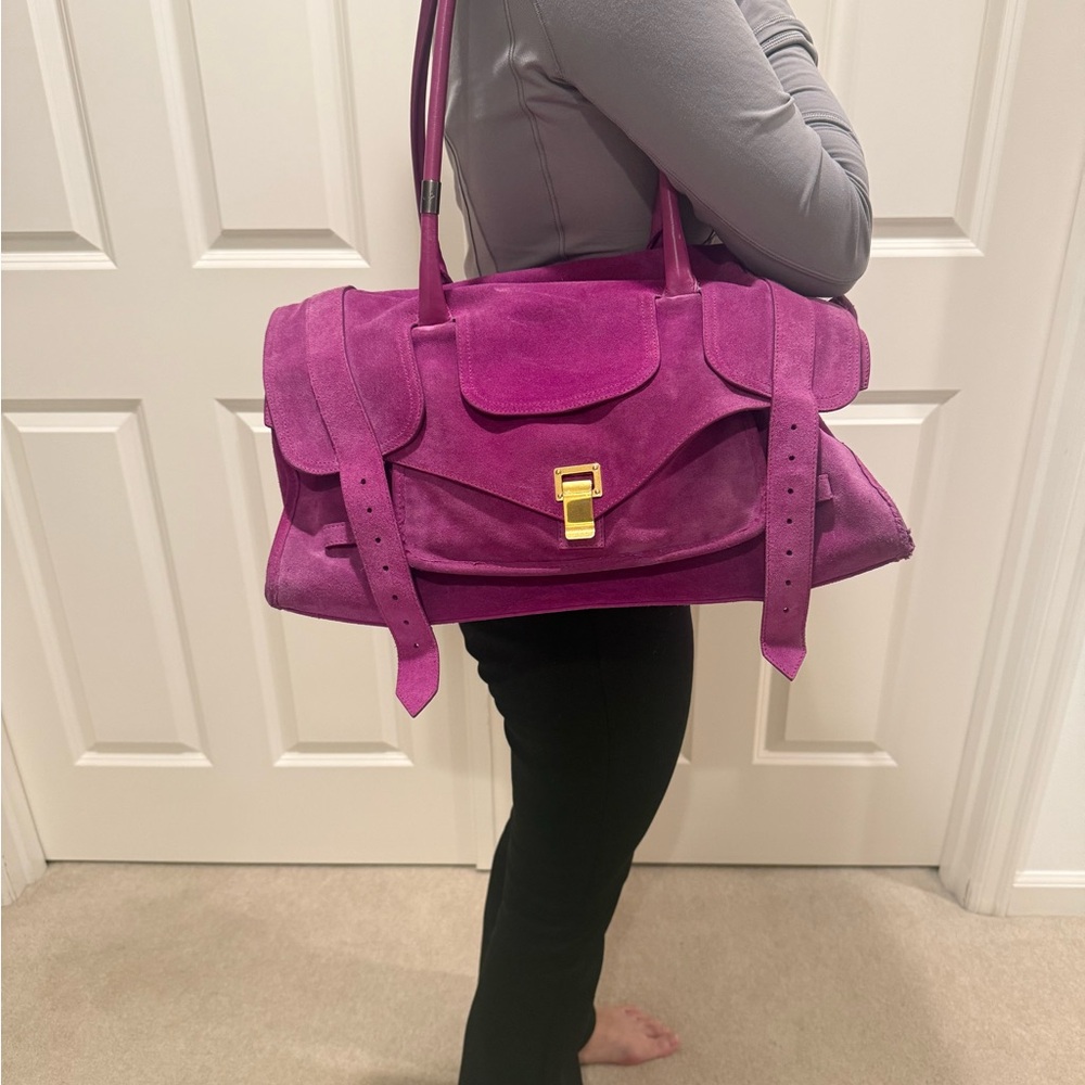 Proenza Schouler Pink Suede Handbag with Gold Buckle